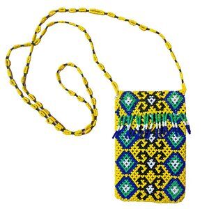 Artisan Crafted Women's Mini Cross Body Beaded Mini Bag Purse Pouch Festival